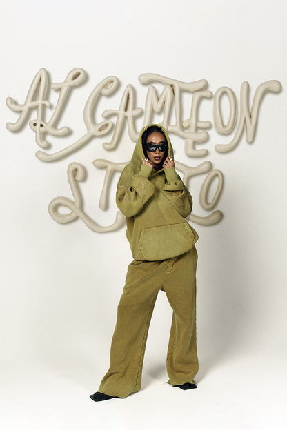 AL CAMILEON STUDIO X BROWN NOSE Stained Yellow Sweatsuit