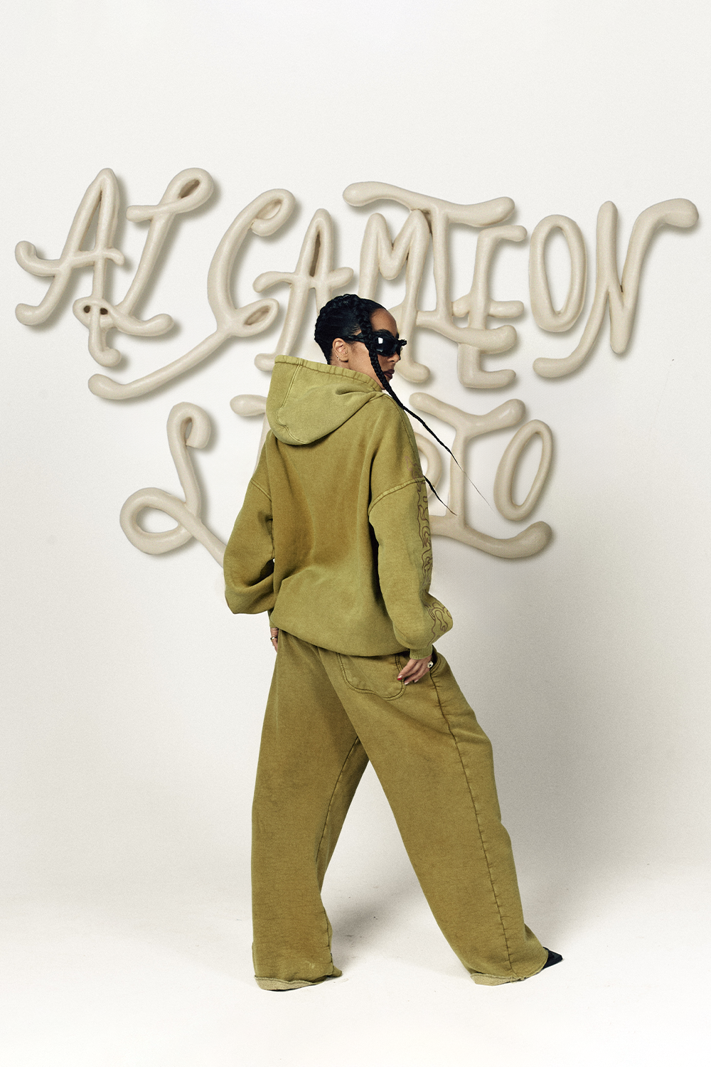 AL CAMILEON STUDIO X BROWN NOSE Stained Yellow Hoodie