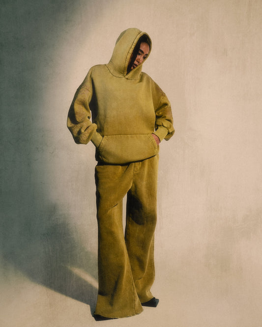 AL CAMILEON STUDIO X BROWN NOSE Stained Yellow Sweatsuit