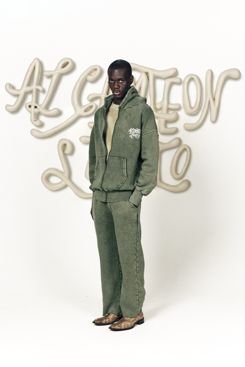 Al Camileon Studio Aged Olive Sweatsuit