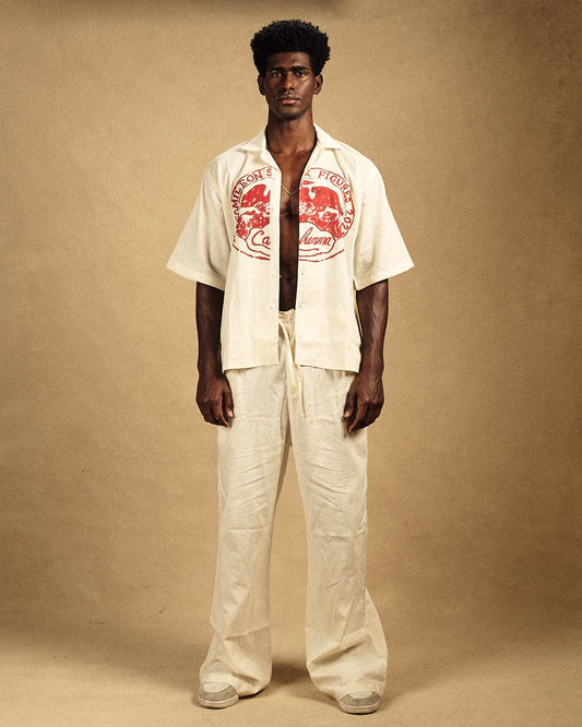 Calumma Emblem Cream Linen Pants