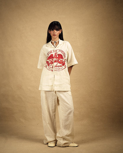 Calumma Emblem Cream Linen Pants