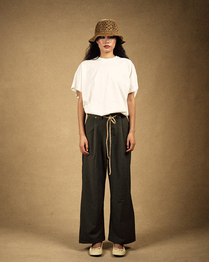 Olive Pleated Suit Pants