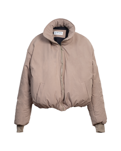 Beige Embossed Puffer Jacket