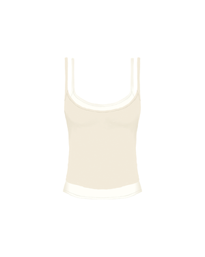 Cream on White Double Tank Top