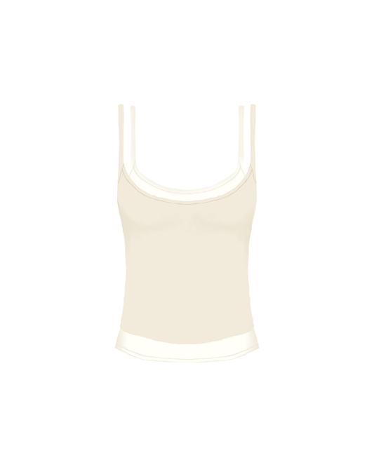 Cream on White Double Tank Top