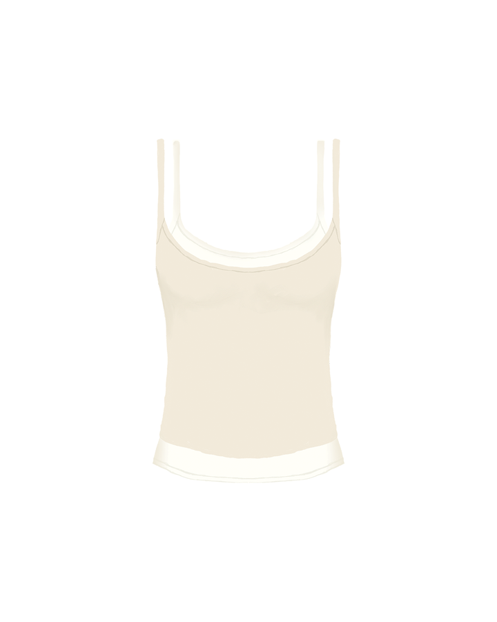 Cream on White Double Tank Top