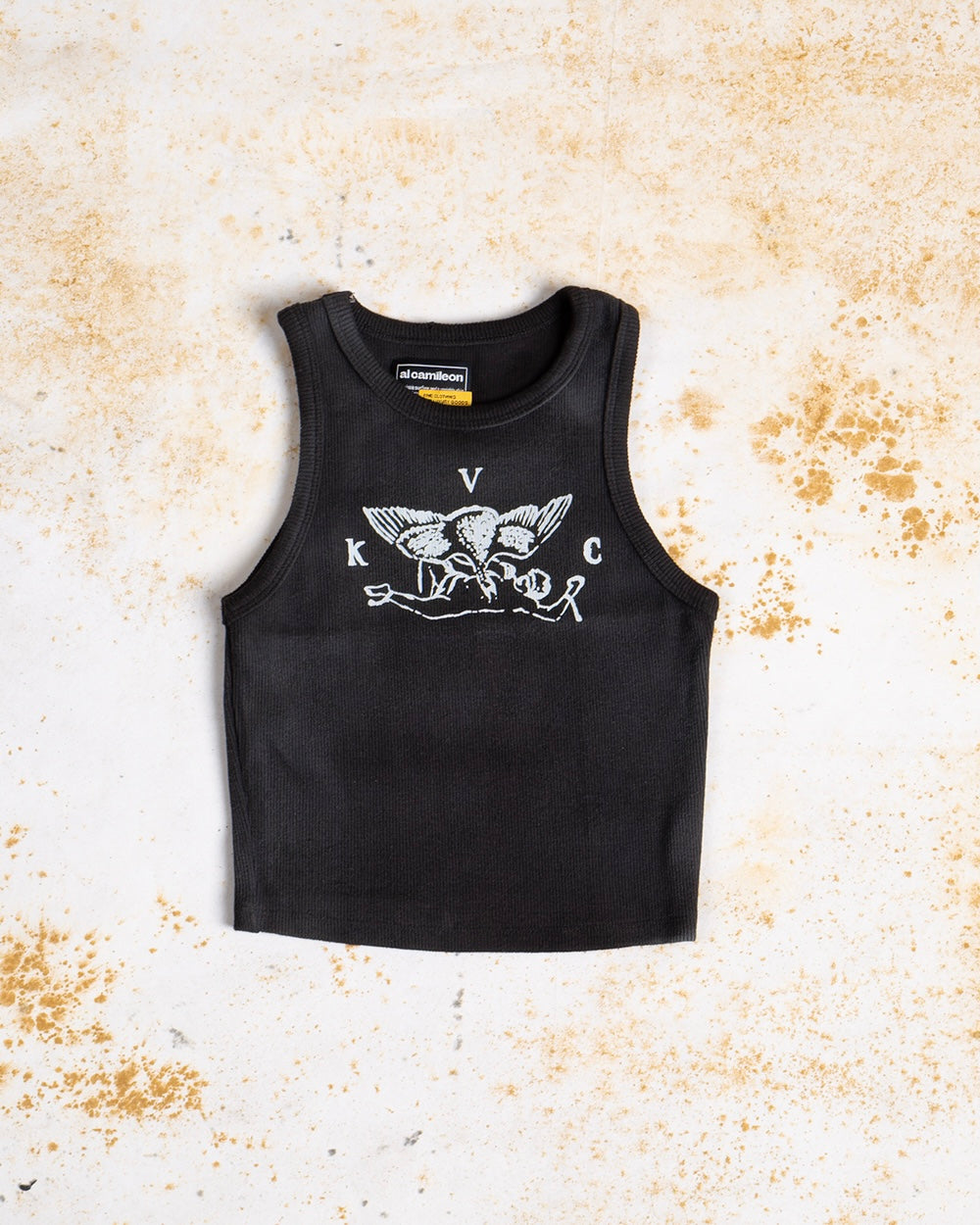 Aged Black Printed Tank Top